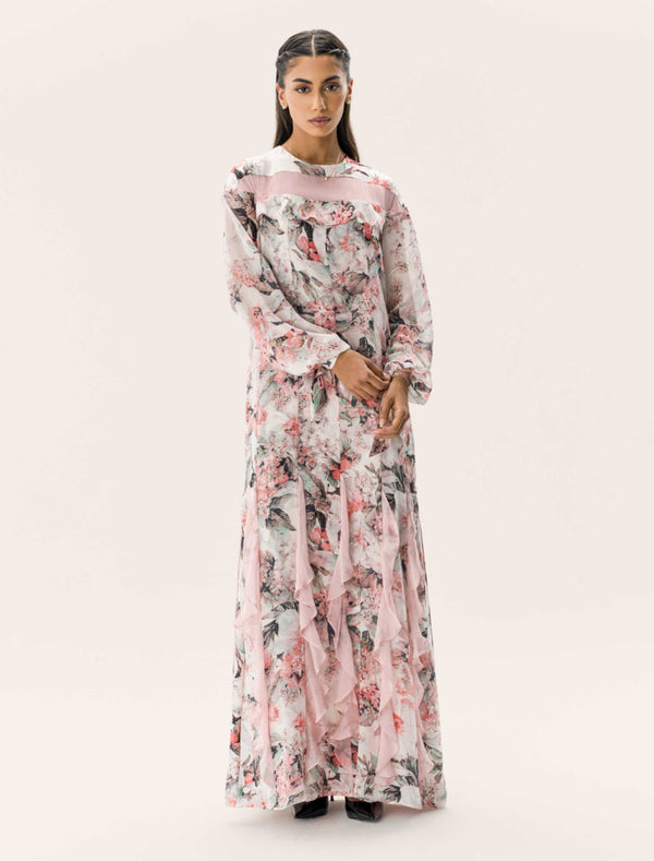 Silk Chiffon Floral Dress